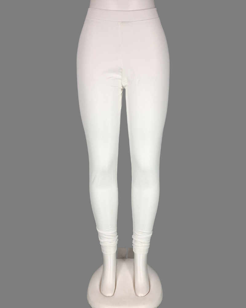 (10)#White - Shimmer Leggings Pant