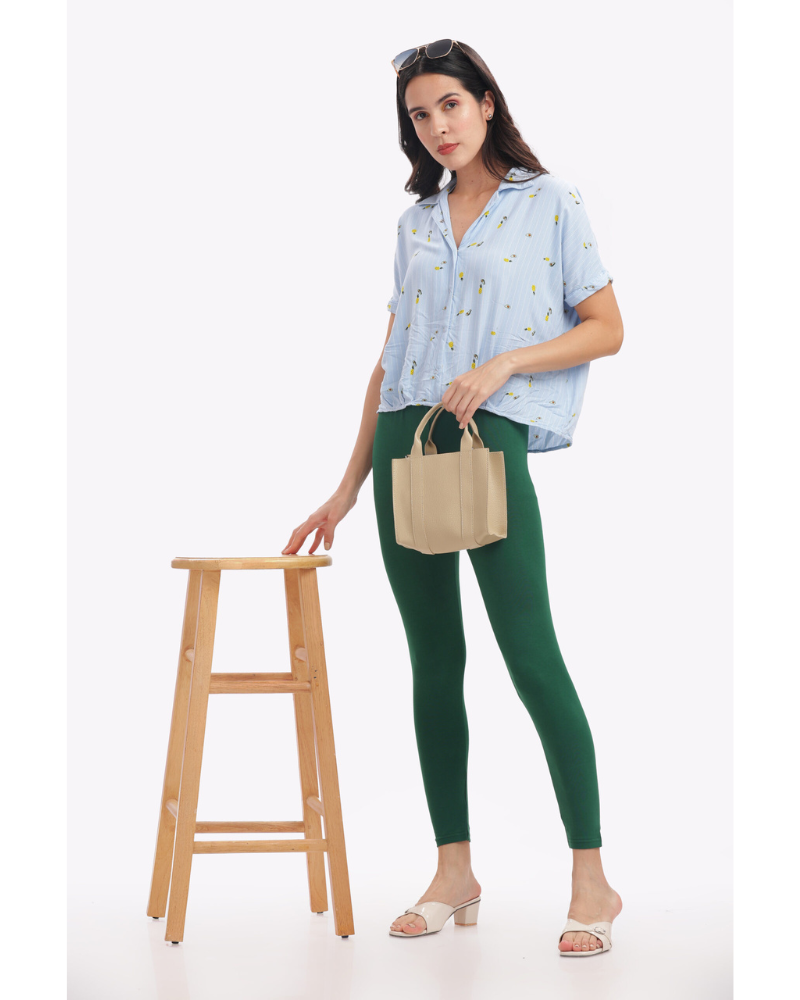 (37)#Bottle Green – Ankle Leggings