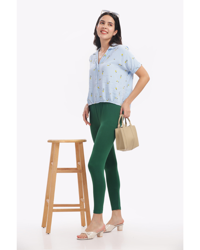(37)#Bottle Green – Ankle Leggings
