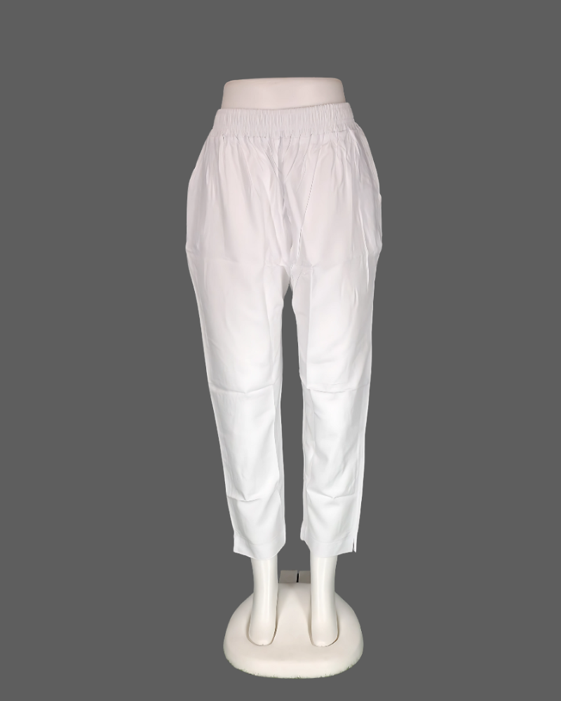 (10)#White – Rayon Straight Pant